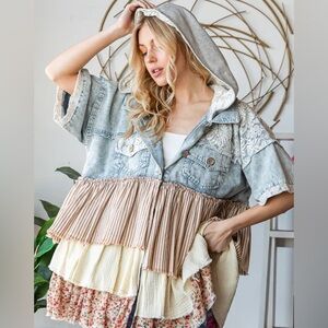 Oli & Hali Blue Denim with Lace Detail